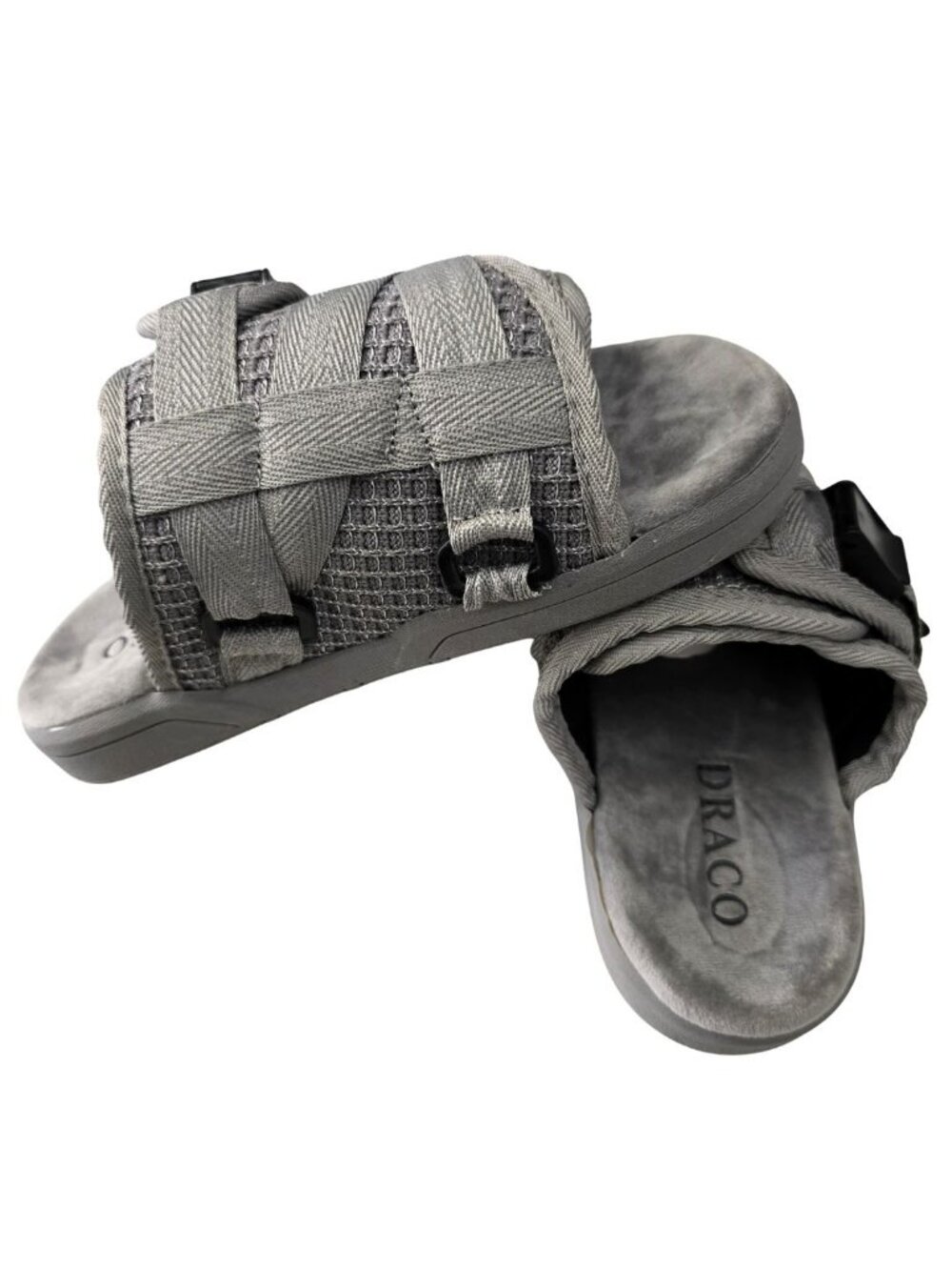DRACO Slides Mens Shoes Size 10.5,11,11.5 Gray Storm Reflective Sandals NEW +Bag